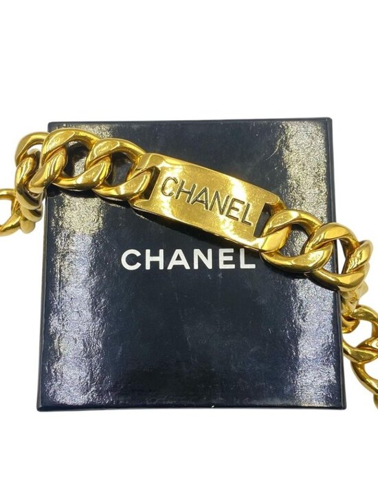 Chanel Chain Belt Logo Plate Gold